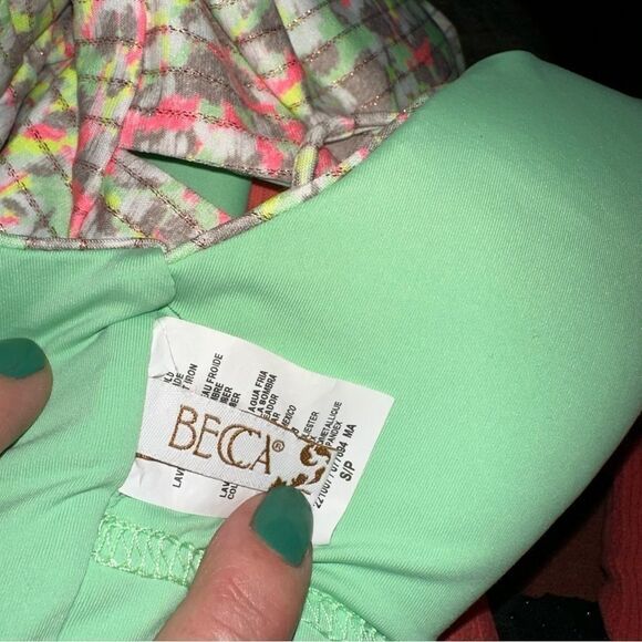 Becca by Rebecca Virtue Women's Corset Plunge One Piece Swimsuit Multi S/P - Picture 3 of 6